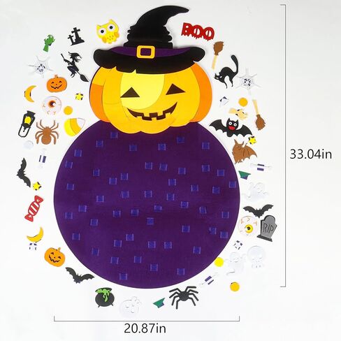 Tnoeuz DIY Halloween Felt Pumpkin Witch Hanging Decor for Kids Halloween Felt Crafts Kits Adhesive Ornaments Halloween Party Favors Home Wall Decorations Indoors Outdoors in Kuwait