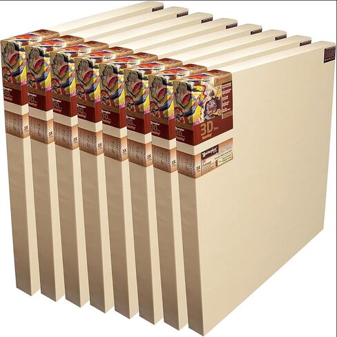 MASTERPIECE Z8DS-1616 3D Pro 2.5" Deep Sausalito Heavy Weight and Texture 14 oz Cotton Stretched Canvas 16" x 16" White 8 Pack in Saudi Arabia