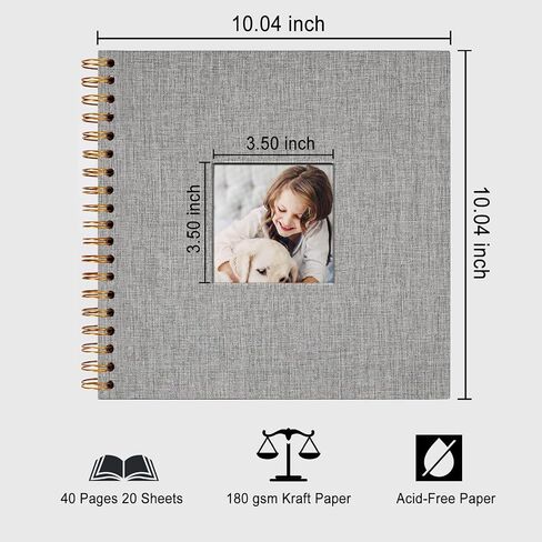 8 x 8 Inch Scrapbook Photo Album, Hardcover Kraft White Pages Arch Window Photo, Memory Book Linen Cover for Photos, Scrapbook Albums for Travel, Wedding Anniversary Christmas Baby 40 Pages, Beige in Saudi Arabia