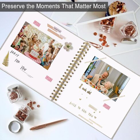 8 x 8 Inch Scrapbook Photo Album, Hardcover Kraft White Pages Arch Window Photo, Memory Book Linen Cover for Photos, Scrapbook Albums for Travel, Wedding Anniversary Christmas Baby 40 Pages, Beige in Saudi Arabia