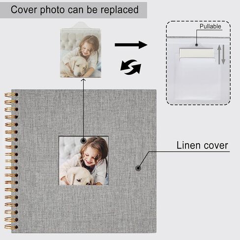 8 x 8 Inch Scrapbook Photo Album, Hardcover Kraft White Pages Arch Window Photo, Memory Book Linen Cover for Photos, Scrapbook Albums for Travel, Wedding Anniversary Christmas Baby 40 Pages, Beige in Saudi Arabia
