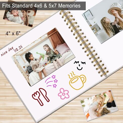 8 x 8 Inch Scrapbook Photo Album, Hardcover Kraft White Pages Arch Window Photo, Memory Book Linen Cover for Photos, Scrapbook Albums for Travel, Wedding Anniversary Christmas Baby 40 Pages, Beige in Saudi Arabia