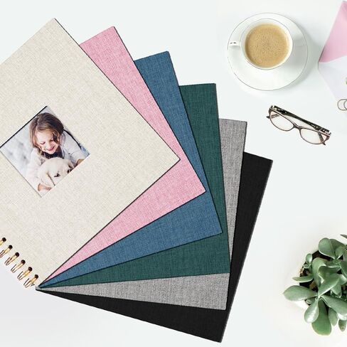8 x 8 Inch Scrapbook Photo Album, Hardcover Kraft White Pages Arch Window Photo, Memory Book Linen Cover for Photos, Scrapbook Albums for Travel, Wedding Anniversary Christmas Baby 40 Pages, Beige in Saudi Arabia