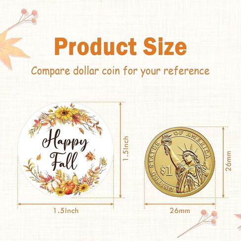 Louise Maelys 1.5Inch Happy Fall Stickers-500 Pcs Autumn Pumpkin Maple Stickers Thanksgiving Decor Labels for Holiday Party Favors, Supplies, Envelope Seals, Gift Cards in Kuwait