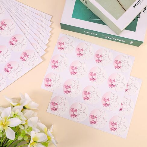 120pcs Pink Bow Thank You Stickers, Large 2 Inch Bowknot Label Decals Cute Thanks Sticker for Coming Supporting My Small Business, Your Order, Baby Shower Celebrating with Us Party Favors Supplies in Saudi Arabia