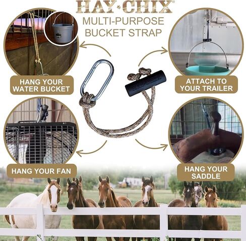 حزام دلو الحصان | Hay Chix متعددة الأغراض شماعات دلو الماء للخيول | الحظيرة ، مقطورة ، كشك الخيول ، مستلزمات عرض الخيول | أحزمة متينة لملحقات الحصان المعلقة | 14 "، الفيروز القديمة in Kuwait