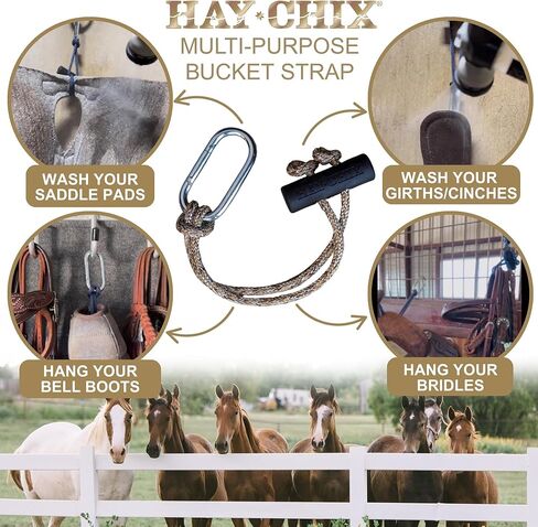 حزام دلو الحصان | Hay Chix متعددة الأغراض شماعات دلو الماء للخيول | الحظيرة ، مقطورة ، كشك الخيول ، مستلزمات عرض الخيول | أحزمة متينة لملحقات الحصان المعلقة | 14 "، الفيروز القديمة in Kuwait