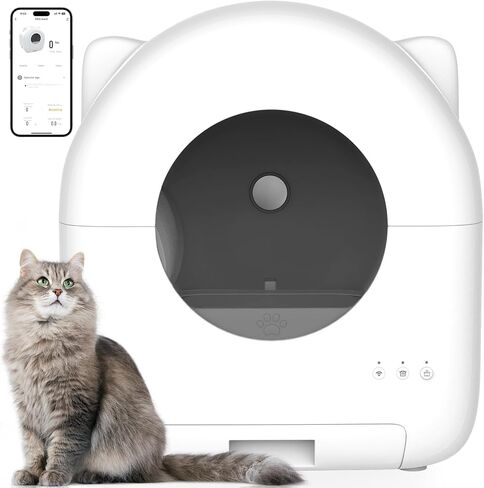 Self Cleaning Litter Box, Large Capacity Automatic Cat Litter Box Self Cleaning for Cats - App Control Safety Protection with Trash Bags, Deodorizer and Cleaning Brush in Saudi Arabia
