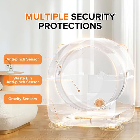 Self Cleaning Litter Box, Large Capacity Automatic Cat Litter Box Self Cleaning for Cats - App Control Safety Protection with Trash Bags, Deodorizer and Cleaning Brush in Saudi Arabia