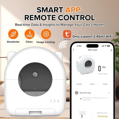 Self Cleaning Litter Box, Large Capacity Automatic Cat Litter Box Self Cleaning for Cats - App Control Safety Protection with Trash Bags, Deodorizer and Cleaning Brush in Saudi Arabia