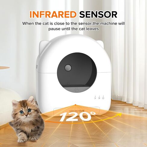 Self Cleaning Litter Box, Large Capacity Automatic Cat Litter Box Self Cleaning for Cats - App Control Safety Protection with Trash Bags, Deodorizer and Cleaning Brush in Saudi Arabia