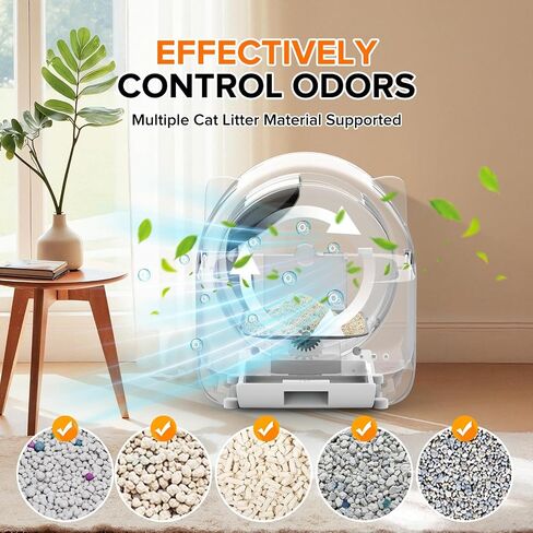 Self Cleaning Litter Box, Large Capacity Automatic Cat Litter Box Self Cleaning for Cats - App Control Safety Protection with Trash Bags, Deodorizer and Cleaning Brush in Saudi Arabia
