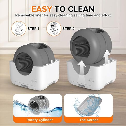 Self Cleaning Litter Box, Large Capacity Automatic Cat Litter Box Self Cleaning for Cats - App Control Safety Protection with Trash Bags, Deodorizer and Cleaning Brush in Saudi Arabia