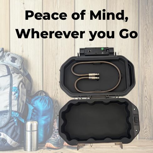Portable Security Lock Box with Combination Lock, Waterproof Travel Safe Case with Steel Cable, Black. Box with Combination Ideal for Outdoors, Camping, Beach, dorms. in Saudi Arabia
