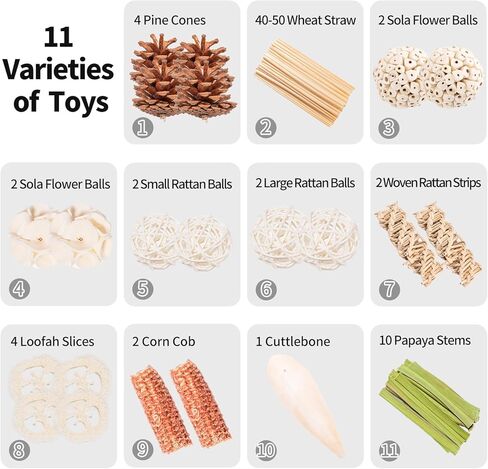 40 PCS Bird Parrot Toys ، لعبة علف الطيور الطبيعية للكوكاتيل ، طيور الحب ، الببغاء ، الببغاء الصغير إلى المتوسط in Kuwait