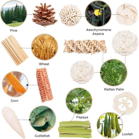 40 PCS Bird Parrot Toys ، لعبة علف الطيور الطبيعية للكوكاتيل ، طيور الحب ، الببغاء ، الببغاء الصغير إلى المتوسط in Kuwait