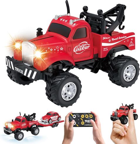 Moontoy 1:64 Scale Mini Alloy Truck RC Car مع مصابيح LED ، سيارة عن بعد 2.4 جيجا هرتز والسيارة التحكم في التطبيق ، سيارة جيب ثلاث سرعات للأطفال للأطفال من 4 إلى 8 سنوات والبالغين (أحمر) (أحمر) in Kuwait