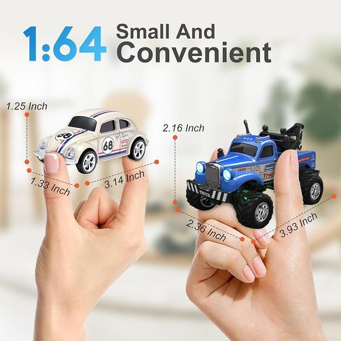 MOONTOY 1:64 Scale Mini Alloy Truck RC Car with LED Lights, 2.4Ghz Remote and App Control Toy Car, 3-Speed Adjustment Pocket Toy Car for Kids 4-8 Years and Adults (Red) in Kuwait