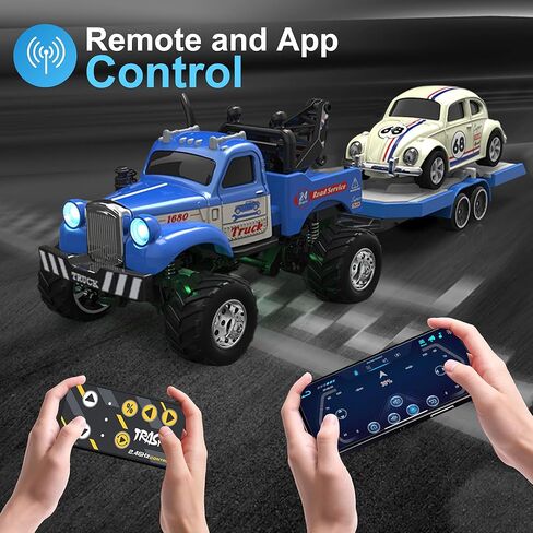 MOONTOY 1:64 Scale Mini Alloy Truck RC Car with LED Lights, 2.4Ghz Remote and App Control Toy Car, 3-Speed Adjustment Pocket Toy Car for Kids 4-8 Years and Adults (Red) in Kuwait