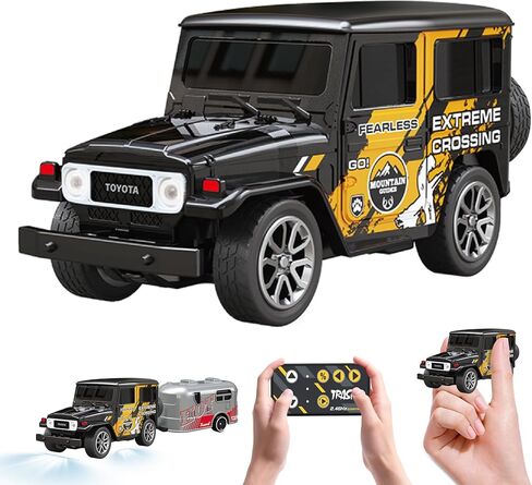 Moontoy 1:64 Scale Mini Alloy Truck RC Car مع مصابيح LED ، سيارة عن بعد 2.4 جيجا هرتز والسيارة التحكم في التطبيق ، سيارة جيب ثلاث سرعات للأطفال للأطفال من 4 إلى 8 سنوات والبالغين (أحمر) (أحمر) in Kuwait