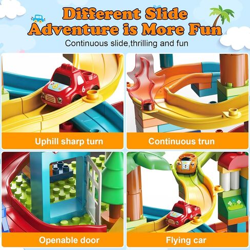 Marble Run Building Blocks,Classic Large Blocks Maze Track Sets with 4 Cars,STEM Toy Bricks Maze Puzzle Set Race Track Compatible with Major Brands for Age 3 4 5 6 7 8+ Boys Girls Gift in Saudi Arabia