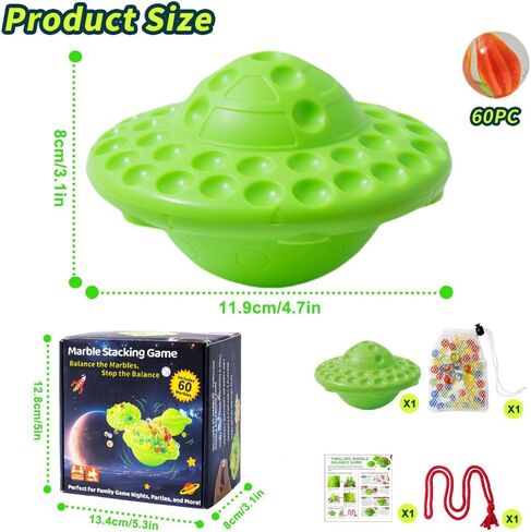 Marble Balance Game - 60 Colorful Marbles Built-in Storage, Fun Family Party Games,Challenge Board Games for Kids & Adults,1-4 Players, Educational Toys, Birthday Gifts Toys for Kids Ages 8+ in Saudi Arabia