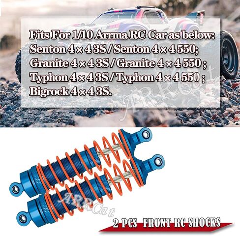 2PCS Front Shocks Upgrade Parts for 1/10 Arrma Bigrock 4X4 Granite Senton Vorteks Typhon RC Truck, Full Aluminum Big Bore Shock Hops Up, Replace AR330550 AR330551, Red in Saudi Arabia