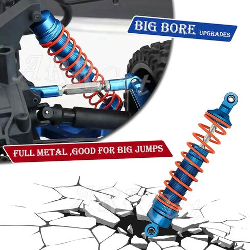 2PCS Front Shocks Upgrade Parts for 1/10 Arrma Bigrock 4X4 Granite Senton Vorteks Typhon RC Truck, Full Aluminum Big Bore Shock Hops Up, Replace AR330550 AR330551, Red in Saudi Arabia