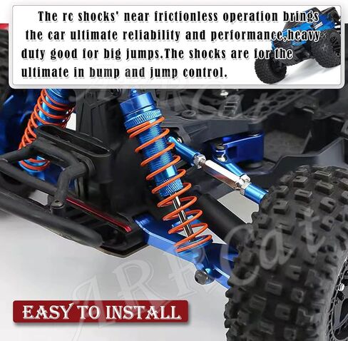 2PCS Front Shocks Upgrade Parts for 1/10 Arrma Bigrock 4X4 Granite Senton Vorteks Typhon RC Truck, Full Aluminum Big Bore Shock Hops Up, Replace AR330550 AR330551, Red in Saudi Arabia