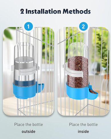 Pawfly 2 Pcs Bird Water Dispenser, Automatic Water Feeder, Cage Accessories for Parrot & Hamster, Bird Feeder for Cage, White & Blue Waterer for Small Parakeet Cockatiel Budgie Lovebirds in Saudi Arabia