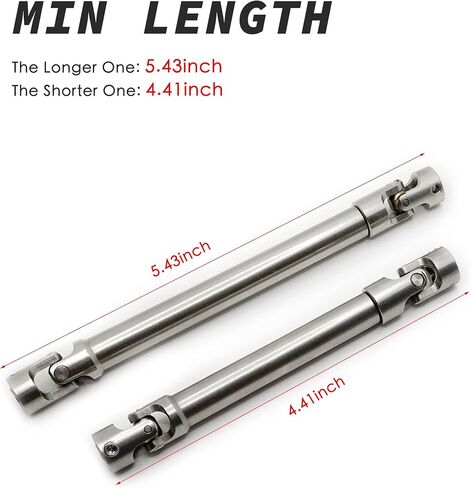 VICRAZZE 112-165mm and 138-213mm Stainless Steel Drive Shaft for 1/10 RC Crawler Traxxas TRX6 Axial SCX10 Wraith Capra D90 TF2 Redcat GEN8 in Saudi Arabia