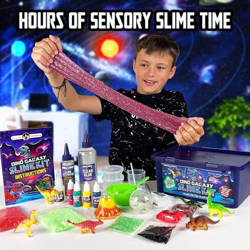 Original Stationery Dinosaur Galaxy Slime Kit for Boys - Multicolor, Galaxy Style - Glow-in-The-Dark Glitter Slime for Kids with Dinosaur Toys, Boy Toy & Birthday Gift in Saudi Arabia