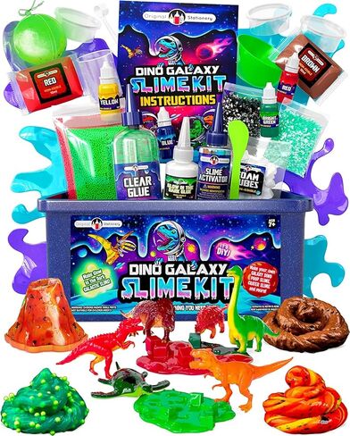 Original Stationery Dinosaur Galaxy Slime Kit for Boys - Multicolor, Galaxy Style - Glow-in-The-Dark Glitter Slime for Kids with Dinosaur Toys, Boy Toy & Birthday Gift in Saudi Arabia