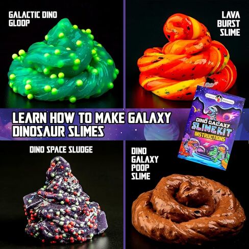 Original Stationery Dinosaur Galaxy Slime Kit for Boys - Multicolor, Galaxy Style - Glow-in-The-Dark Glitter Slime for Kids with Dinosaur Toys, Boy Toy & Birthday Gift in Saudi Arabia