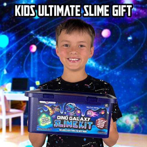 Original Stationery Dinosaur Galaxy Slime Kit for Boys - Multicolor, Galaxy Style - Glow-in-The-Dark Glitter Slime for Kids with Dinosaur Toys, Boy Toy & Birthday Gift in Saudi Arabia