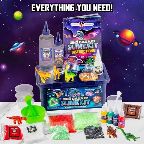Original Stationery Dinosaur Galaxy Slime Kit for Boys - Multicolor, Galaxy Style - Glow-in-The-Dark Glitter Slime for Kids with Dinosaur Toys, Boy Toy & Birthday Gift in Saudi Arabia