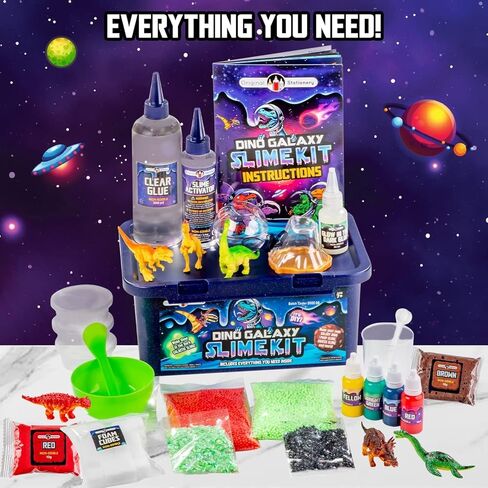 Original Stationery Dinosaur Galaxy Slime Kit for Boys - Multicolor, Galaxy Style - Glow-in-The-Dark Glitter Slime for Kids with Dinosaur Toys, Boy Toy & Birthday Gift in Saudi Arabia