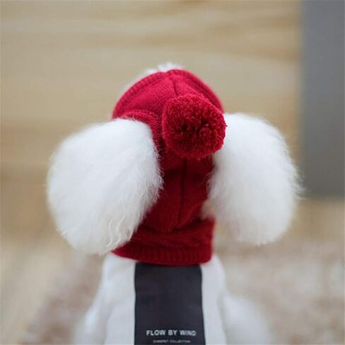 Pet woolen hat and scarf two piece set Winter Warm Knitted Pet Hat Scarf Set Dogs Hats Funny Cosplay Pet Dog for Puppy Accessories for autumn and winter (Red #07) in Saudi Arabia