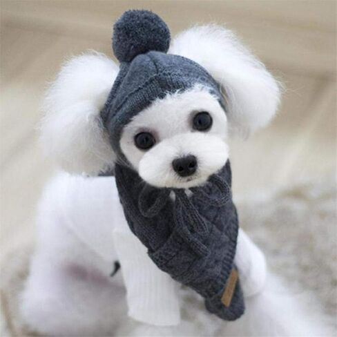 Pet woolen hat and scarf two piece set Winter Warm Knitted Pet Hat Scarf Set Dogs Hats Funny Cosplay Pet Dog for Puppy Accessories for autumn and winter (Red #07) in Saudi Arabia