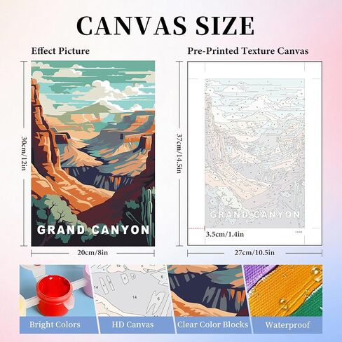 6 Pack Paint by Numbers Kit for Adults, National Park Adult Paint by Number Kits on Canvas Without Frame for Beginner, Mountains Lake Acrylic Oil Painting by Numbers Kits for Home Decor 8 x 12 Inch in Kuwait