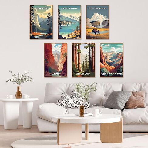 6 Pack Paint by Numbers Kit for Adults, National Park Adult Paint by Number Kits on Canvas Without Frame for Beginner, Mountains Lake Acrylic Oil Painting by Numbers Kits for Home Decor 8 x 12 Inch in Kuwait