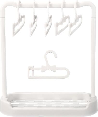 Doll Clothes Hanger Set, Mini White Garment Racks for Small Dolls Dress Up Shelf Storage Garment Closet Furniture Accessories for Dollhouse Home Decor in Kuwait