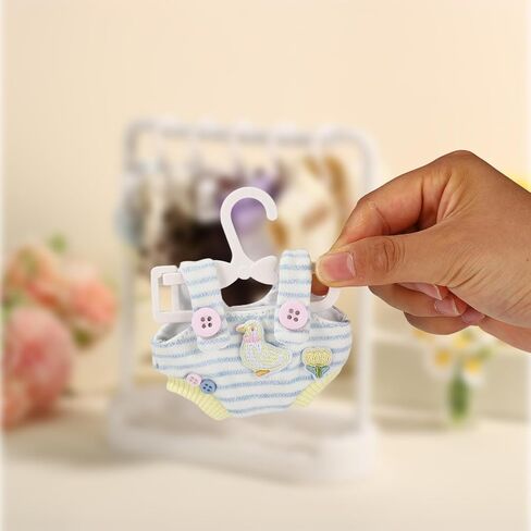 Doll Clothes Hanger Set, Mini White Garment Racks for Small Dolls Dress Up Shelf Storage Garment Closet Furniture Accessories for Dollhouse Home Decor in Kuwait