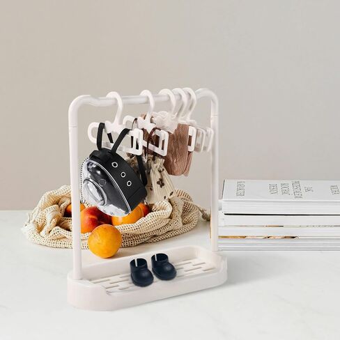 Doll Clothes Hanger Set, Mini White Garment Racks for Small Dolls Dress Up Shelf Storage Garment Closet Furniture Accessories for Dollhouse Home Decor in Kuwait
