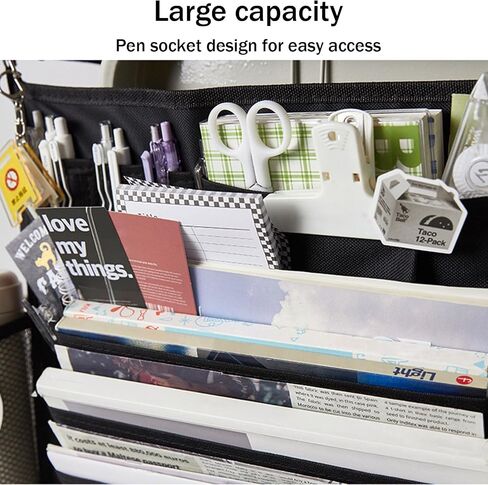Oxford Desk Side Hanging Storage Bag with Water Bottle and Pen Holder,Multiple Pockets School Desk Side Books Organizer Hanging Bag,Desk Hanging Book Bag for Office Classroom in Saudi Arabia
