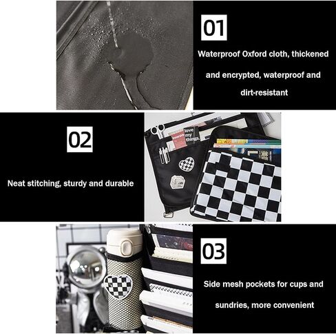Oxford Desk Side Hanging Storage Bag with Water Bottle and Pen Holder,Multiple Pockets School Desk Side Books Organizer Hanging Bag,Desk Hanging Book Bag for Office Classroom in Saudi Arabia