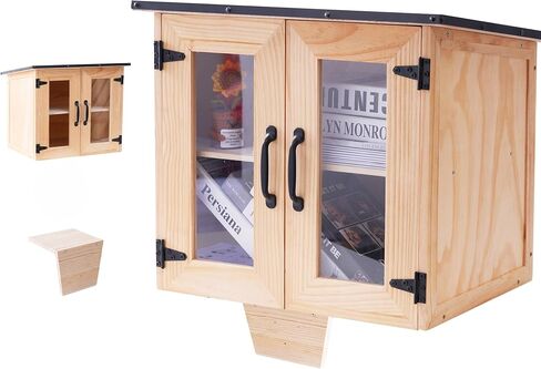 Comsis Little Library Box Outdoor-16x14x22 Inch Weathproof Wooden Book Station ، مكتبة صغيرة مجانية سهلة التثبيت مع صفيحة تصاعد لمشاركة الكتب المجتمعية والفنون. in Saudi Arabia