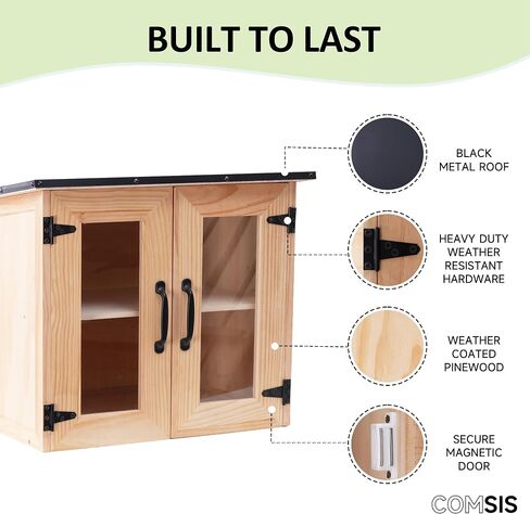 Comsis Little Library Box Outdoor-16x14x22 Inch Weathproof Wooden Book Station ، مكتبة صغيرة مجانية سهلة التثبيت مع صفيحة تصاعد لمشاركة الكتب المجتمعية والفنون. in Saudi Arabia