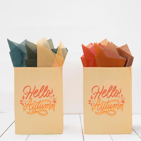 Anydesign 120 Sheets Boho Fall Trissue Paper 6 Colors Sage Green Orange Brown Wrappe Paper for Autumn Attgiving Party Diy Crafts Supplies ، 14 × 20 بوصة in Saudi Arabia