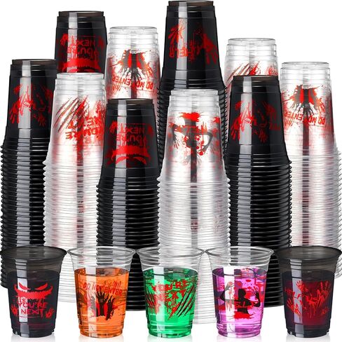 Sliner 120 Pack Plood Print Plastic Coups - 16 Oz Ploody Print Print Accoupable Halloween Concture For Scary Party Supplies ، Juice ، Soda Decorations in Kuwait